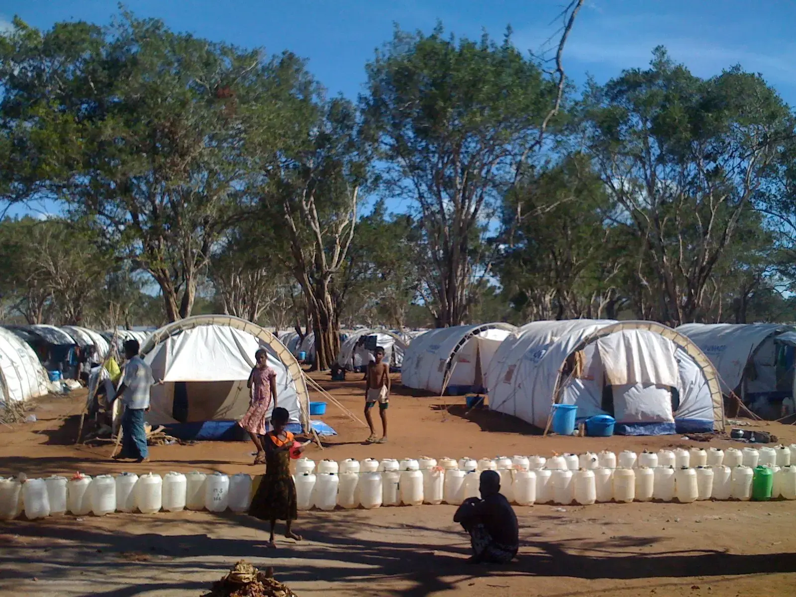 UNHCR emergency shelter tents at the Menik Farm camp for displaced people, Sri Lanka